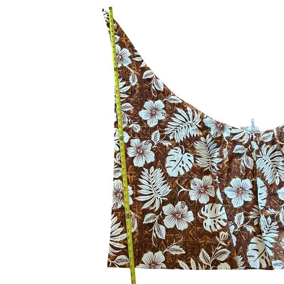 Vintage Hawaiian palm one size brown hibiscus floral wrap ski skirt cover-up - Picture 12 of 13